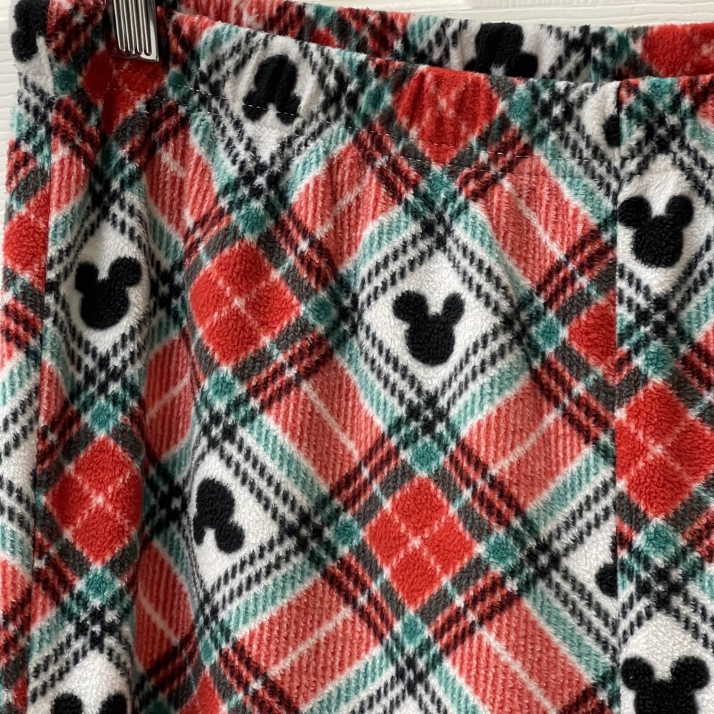 Disney Men's Medium Pajama Pants Red Fleece Holiday Plaid Loungewear Unisex